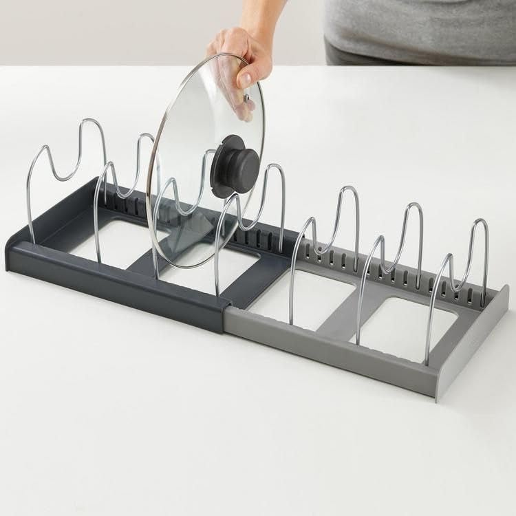 Next Store Expandable Pot and Pan Lid Organizer, Metal Kitchen Utensil Holder with Adjustable Base, Storage Rack and Dividers for Kitchen Cabinets Tidy - Image 2