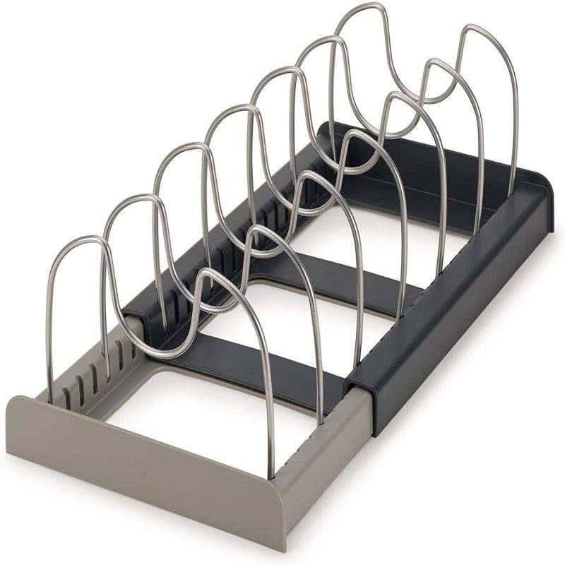 Next Store Expandable Pot and Pan Lid Organizer, Metal Kitchen Utensil Holder with Adjustable Base, Storage Rack and Dividers for Kitchen Cabinets Tidy - Image 1