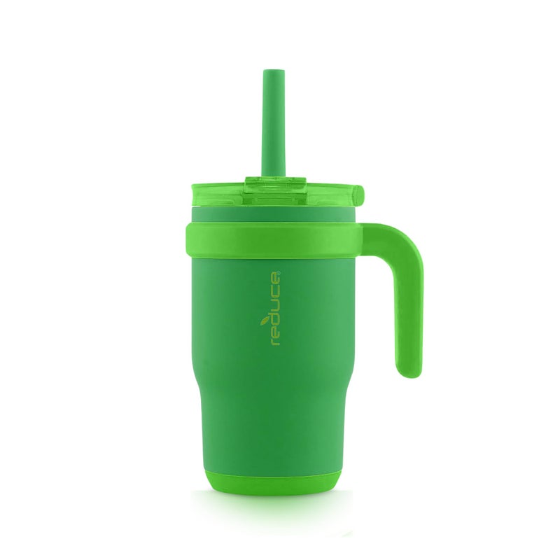 REDUCE 14 oz Coldee Tumbler with Handle for Kids Leakproof Insulated Stainless Steel Mug with Lid & Spill-Proof Straw  Keeps Drinks Cold up to 18 Hrs  Clover Green - Image 1