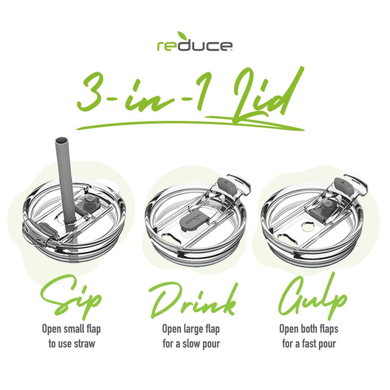 REDUCE 14 oz Coldee Tumbler with Handle for Kids Leakproof Insulated Stainless Steel Mug with Lid & Spill-Proof Straw  Keeps Drinks Cold up to 18 Hrs  Clover Green - Image 5