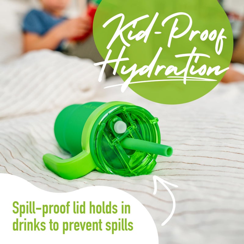 REDUCE 14 oz Coldee Tumbler with Handle for Kids Leakproof Insulated Stainless Steel Mug with Lid & Spill-Proof Straw  Keeps Drinks Cold up to 18 Hrs  Clover Green - Image 4