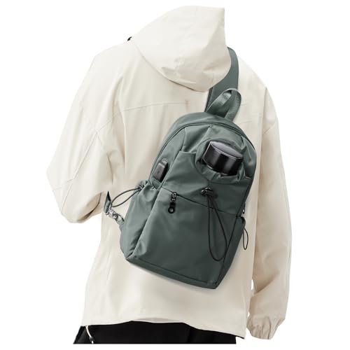 SEAFEW Small Green Sling Crossbody Backpack Shoulder Bag for Men Women - Mini One Strap Sling Bag Fanny Pack Daypack, Waterproof Nylon Chest Bag for Motorcycle Hiking Travel Gym Sport - Image 1