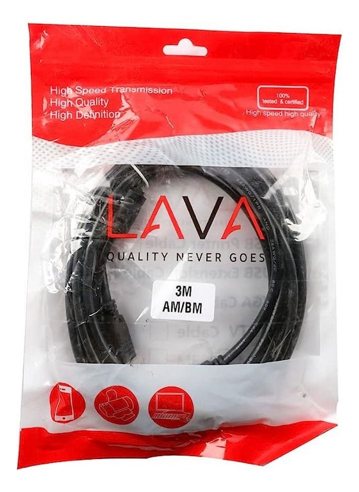 Lava USB Printer Cable 3 M from LAVA  - Image 1