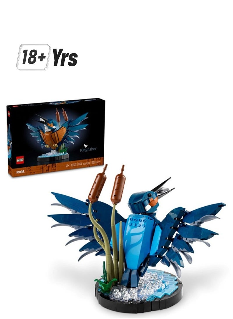 LEGO 10331 Icons Kingfisher Bird Model, Gift For Birders And Lovers Of Ornithology, Creative Building Set For Adults, Home And Office Desk Decor, A Mindful Project (834 Pieces)  - Image 1