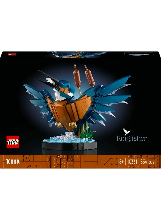 LEGO 10331 Icons Kingfisher Bird Model, Gift For Birders And Lovers Of Ornithology, Creative Building Set For Adults, Home And Office Desk Decor, A Mindful Project (834 Pieces)