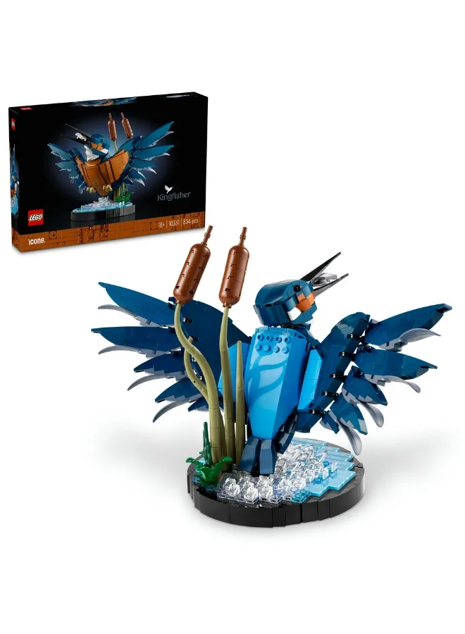 LEGO 10331 Icons Kingfisher Bird Model, Gift For Birders And Lovers Of Ornithology, Creative Building Set For Adults, Home And Office Desk Decor, A Mindful Project (834 Pieces)