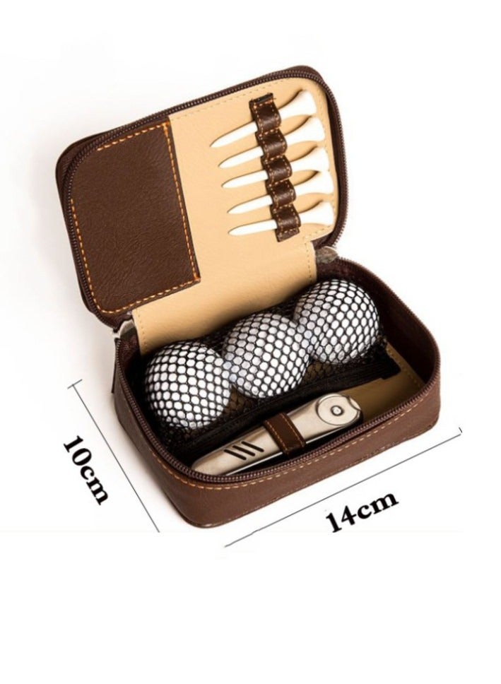 general Genuine Leather Golf Accessories Storage Bag Outdoor Leather Multi-Function Golf Bag Ball Cleat Bag (Brown) - Image 3