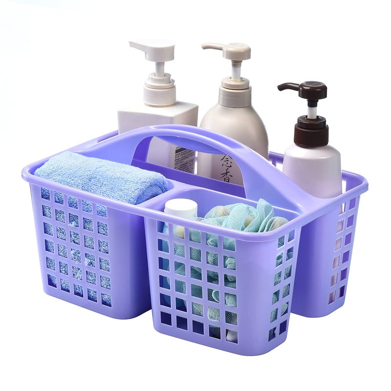 الينك سلة Caddy للاستحمام البلاستيكي مع مقصورات محمولة منظم تخزين إمدادات التنظيف المحمول مع مقبض للحمام الكلية - الأرجواني - Image 5