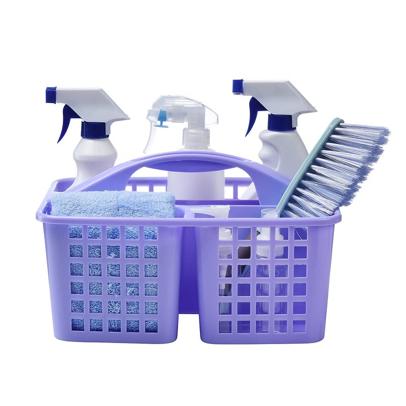 الينك سلة Caddy للاستحمام البلاستيكي مع مقصورات محمولة منظم تخزين إمدادات التنظيف المحمول مع مقبض للحمام الكلية - الأرجواني - Image 4
