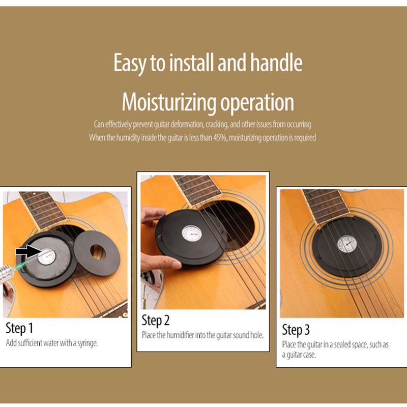 3 in 1 Guitar Soundhole Humidifier Cover for 100 103mm Diameter Black - Image 4