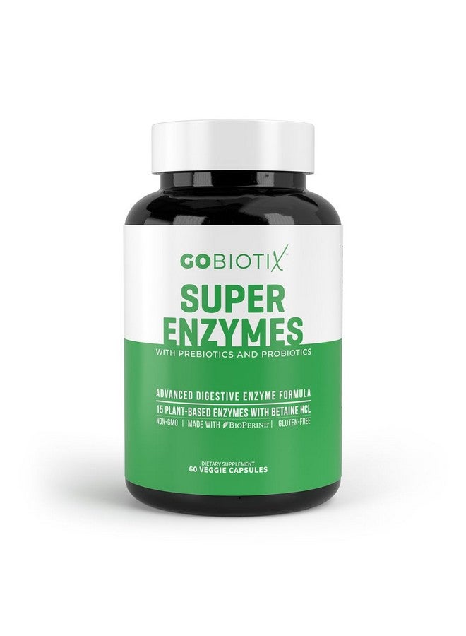 GoBiotix Digestive Enzymes Supplement with Prebiotics and Probiotics for Women and Men - Gut Health, Gluten Digestion, Lactose Absorption, Plant Based Dietary Pills - 60 Capsules - Image 1