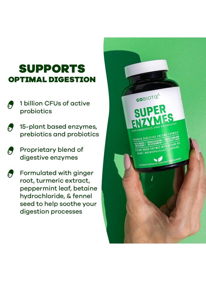 GoBiotix Digestive Enzymes Supplement with Prebiotics and Probiotics for Women and Men - Gut Health, Gluten Digestion, Lactose Absorption, Plant Based Dietary Pills - 60 Capsules - Image 4