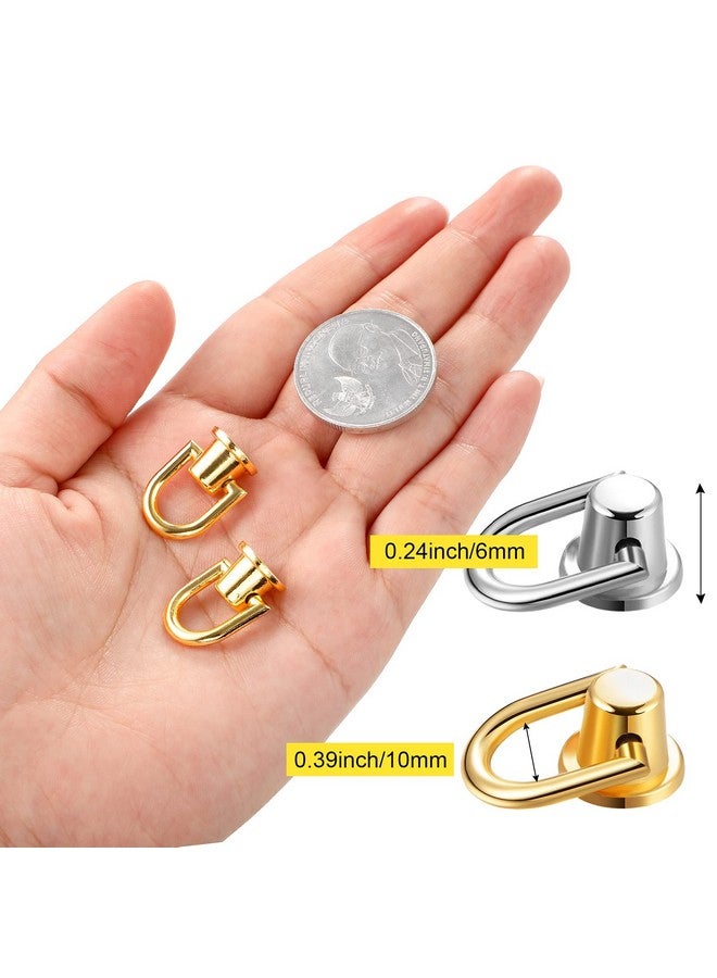 Ferraycle 24 Pcs 360 Degree Rotatable Ball Post Head Buttons D Ring Stud Screw Metal Ring Head Buttons Rivets With Hole Punch For Diy Leather Craft Purse Decoration (Gold Silver) - Image 3