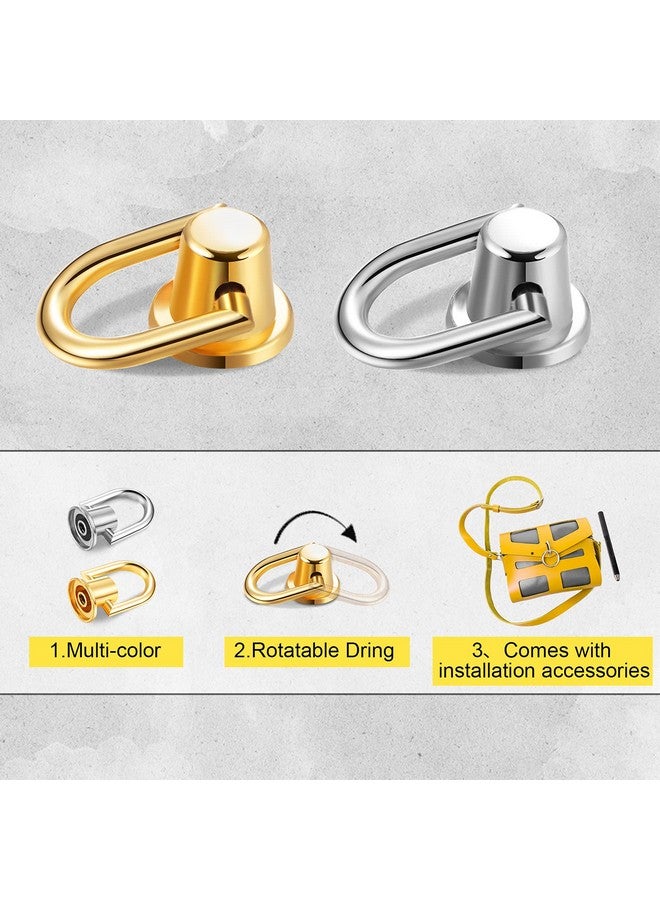 Ferraycle 24 Pcs 360 Degree Rotatable Ball Post Head Buttons D Ring Stud Screw Metal Ring Head Buttons Rivets With Hole Punch For Diy Leather Craft Purse Decoration (Gold Silver) - Image 4