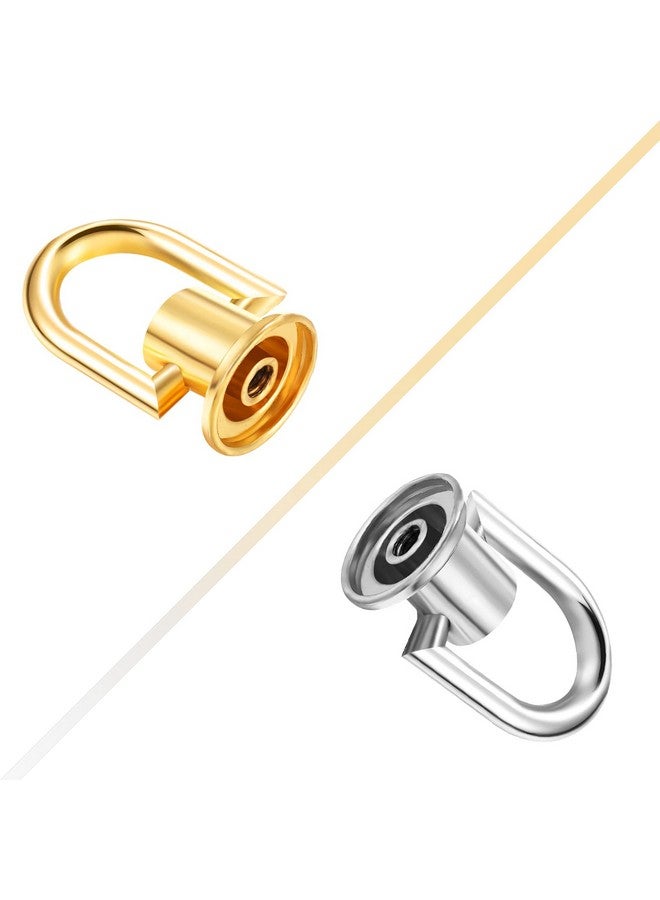 Ferraycle 24 Pcs 360 Degree Rotatable Ball Post Head Buttons D Ring Stud Screw Metal Ring Head Buttons Rivets With Hole Punch For Diy Leather Craft Purse Decoration (Gold Silver) - Image 2