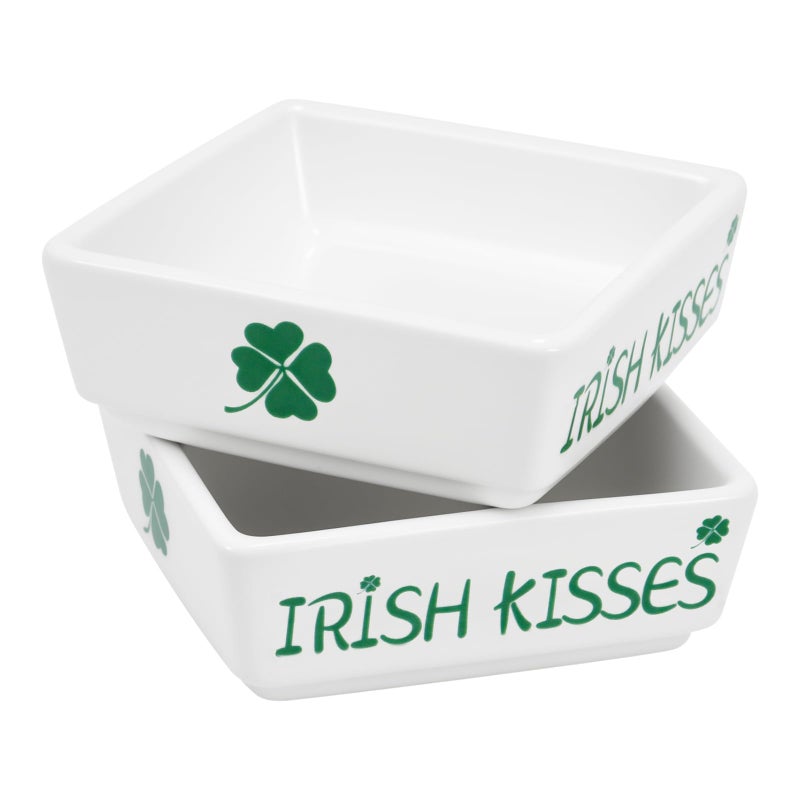 ISTOOLL St Patricks Day Decorations-2pcs Ceramics St Patrick's Day Candy Dish-St Patrick's Candy Storage for Home Kitchen Tiered Tray Table Party Centerpieces Decor - Image 1