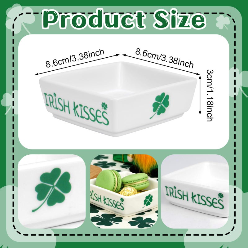 ISTOOLL St Patricks Day Decorations-2pcs Ceramics St Patrick's Day Candy Dish-St Patrick's Candy Storage for Home Kitchen Tiered Tray Table Party Centerpieces Decor - Image 2