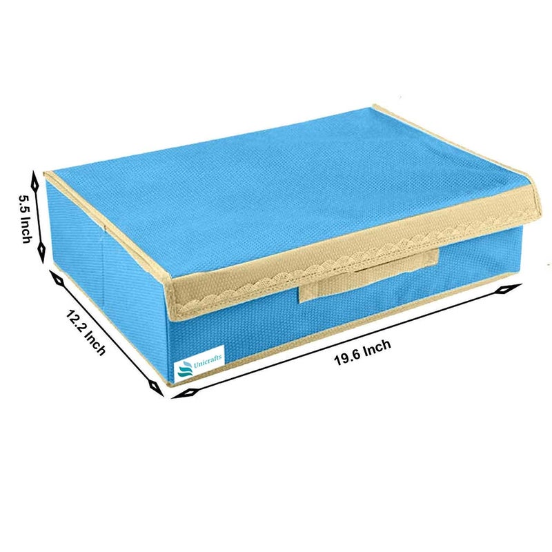 UNICRAFTS UNICRAFTS Lingerie Organizer 151 Multi Compartment Cell Foldable Lingerie Storage Box With Lid NonWoven Drawer Dividers for Bra Panty Scarfs Tie Underwear etc Pack of 1 Pc Blue  - Image 5