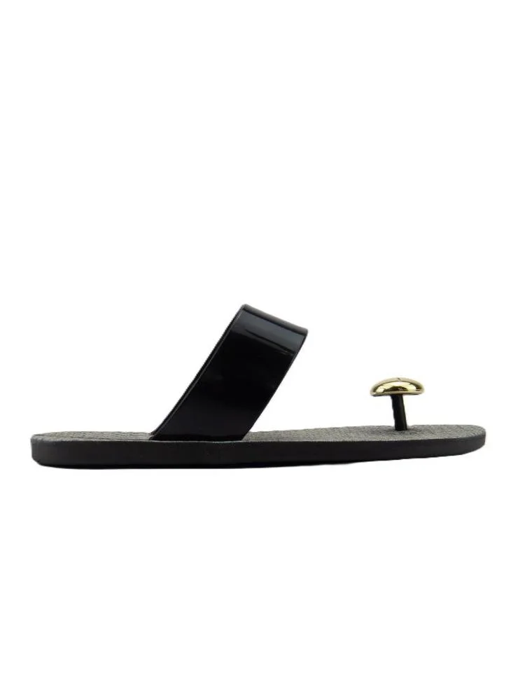 Voices Look Sardenha Women'S With Printed Sole Single Strap Sandals - Black