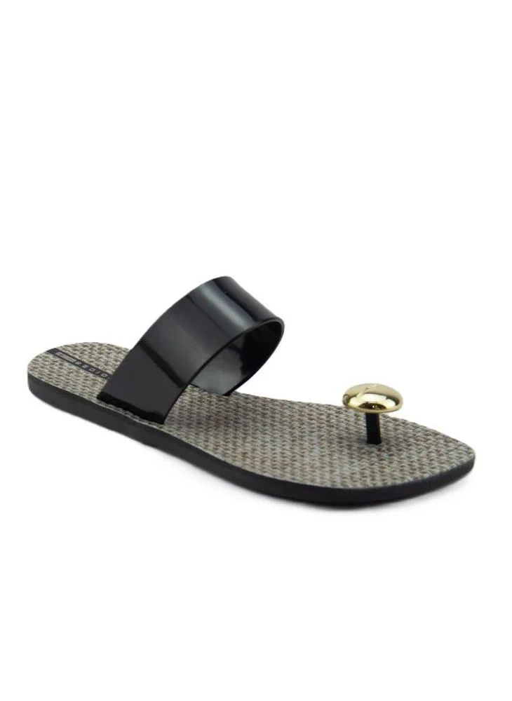 Voices Look Sardenha Women'S With Printed Sole Single Strap Sandals - Black