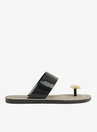 Voices Look Sardenha Women'S With Printed Sole Single Strap Sandals - Black