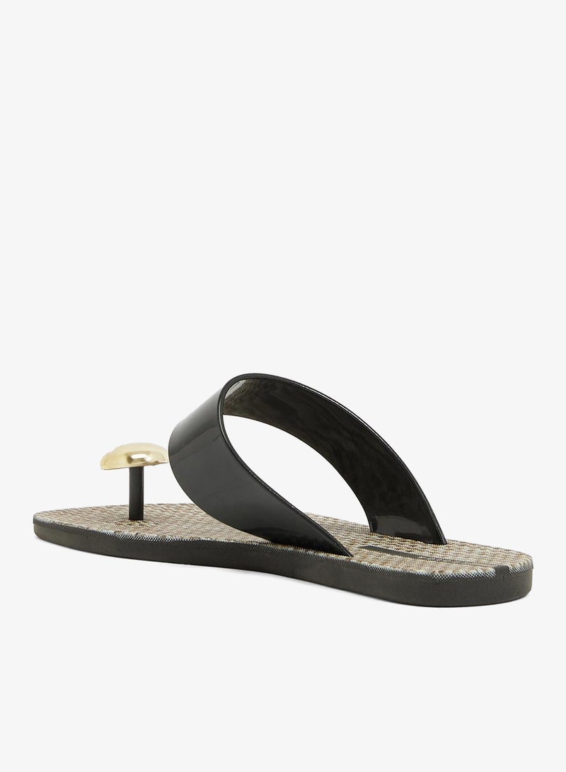Voices Look Sardenha Women'S With Printed Sole Single Strap Sandals - Black - Image 2