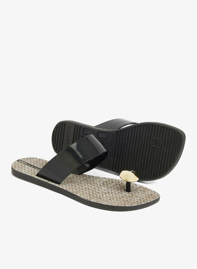 Voices Look Sardenha Women'S With Printed Sole Single Strap Sandals - Black