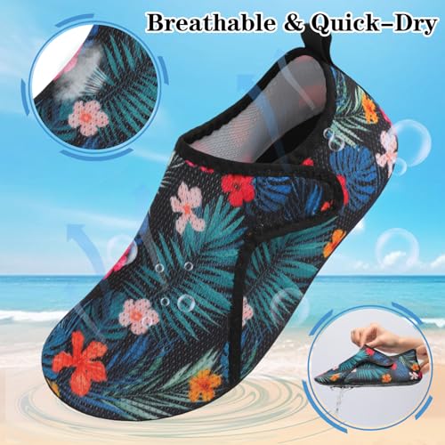 LeIsfIt Women's Men's Water Shoes Quick-Dry Aqua Socks Non-Slip Barefoot Swim Socks for Beach River Pool Sand Surf Yoga Flower 8-9 Women/6-7 Men - Image 4