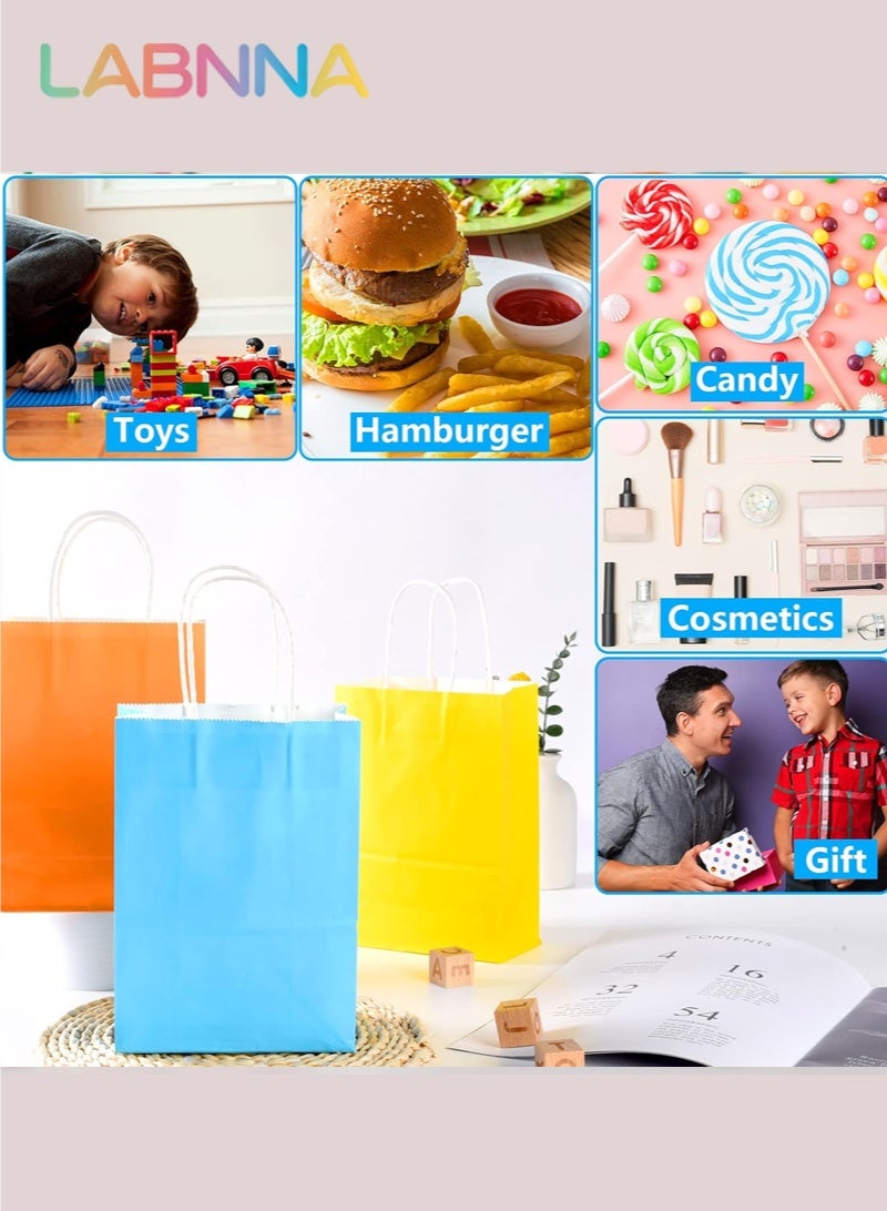 LABNNA 12 كيس هدايا من ورق الكرافت مع مقابض، مقاس متوسط ​​25 × 12 × 33 سم، أكياس هدايا بالجملة للمهرجانات، أعياد الميلاد، حفلات الزفاف، توزيعات الهدايا، الحفلات، الحلوى، التسوق، وتجارة الكتب بالتجزئة، 12 لونًا سادة. - Image 3