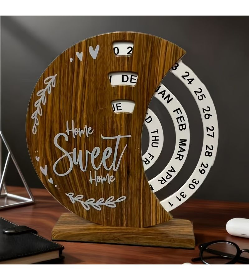 Dark Wooden Ferris Wheel Calendar Minimalist Desk Decorative Shooting Prop - Image 5