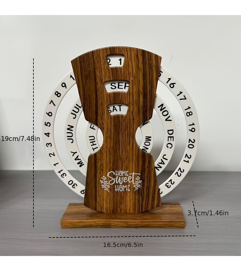 Dark Wooden Ferris Wheel Calendar Minimalist Desk Decorative Shooting Prop - Image 3