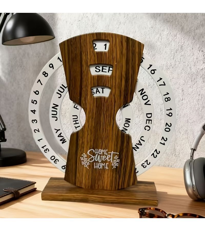 Dark Wooden Ferris Wheel Calendar Minimalist Desk Decorative Shooting Prop - Image 4