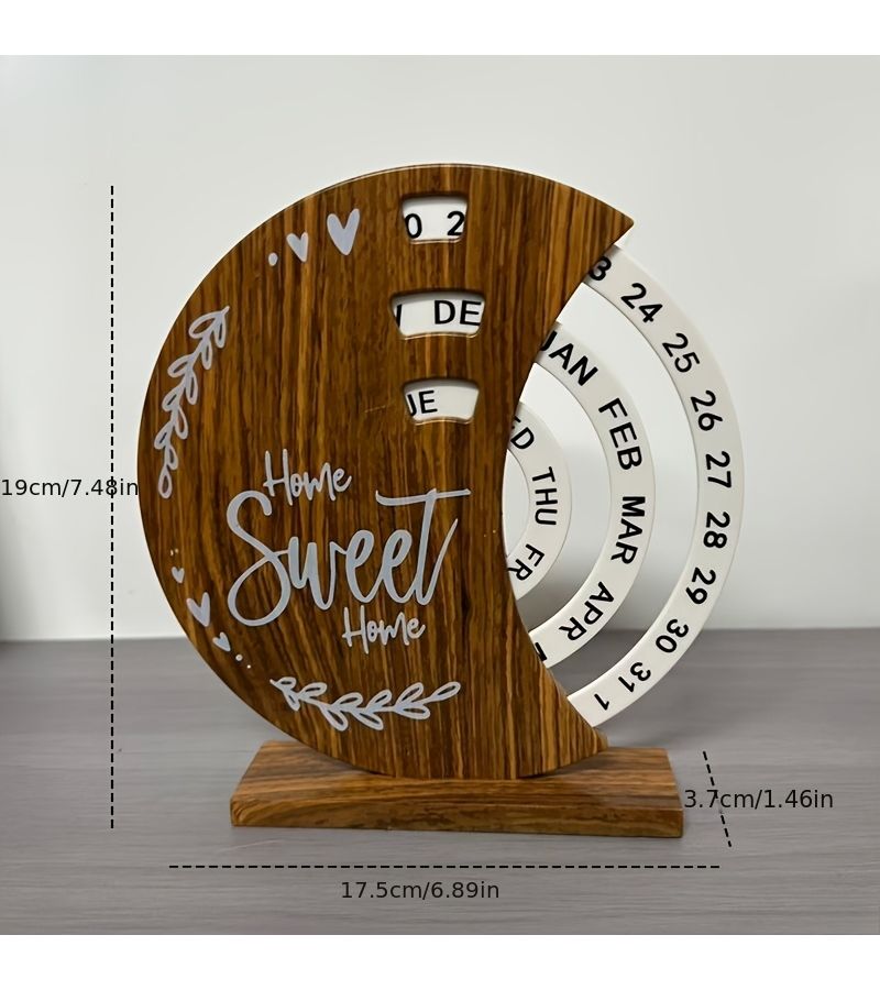 Dark Wooden Ferris Wheel Calendar Minimalist Desk Decorative Shooting Prop - Image 2