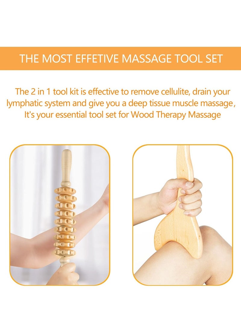 XiuWoo 2-Piece Wood Therapy Massage Tools Lymphatic Drainage Massager Maderoterapia Kit for Body Sculpting Anti Cellulite Lymphatic Drainage  - Image 4