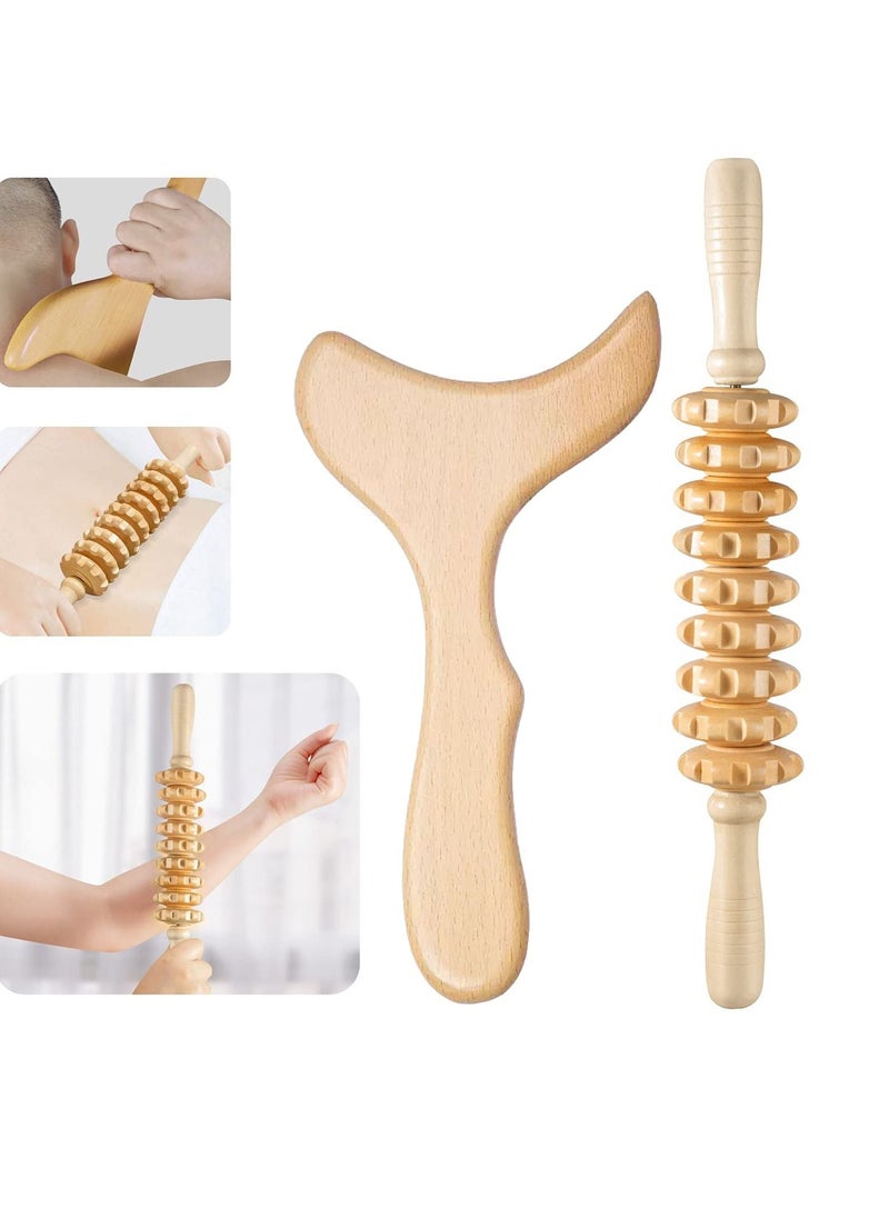 XiuWoo 2-Piece Wood Therapy Massage Tools Lymphatic Drainage Massager Maderoterapia Kit for Body Sculpting Anti Cellulite Lymphatic Drainage  - Image 1