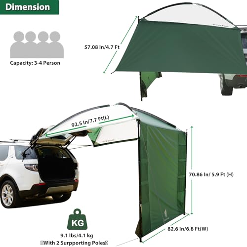 GEERTOP Lightweight Car Side Tent for SUV Camping Vehicle Awning Truck Canopy Car Tent for Van MPV RV Jeep Outdoor Travel - Image 4
