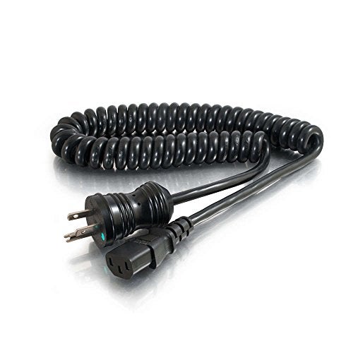 C2G 6ft 18 AWG Coiled Hospital Grade Power Cord (NEMA 5-15P to IEC320C13) - Black - 125 V AC Voltage Rating - 10 A Current Rating - Black - RoHS, TAA Compliance - Image 1