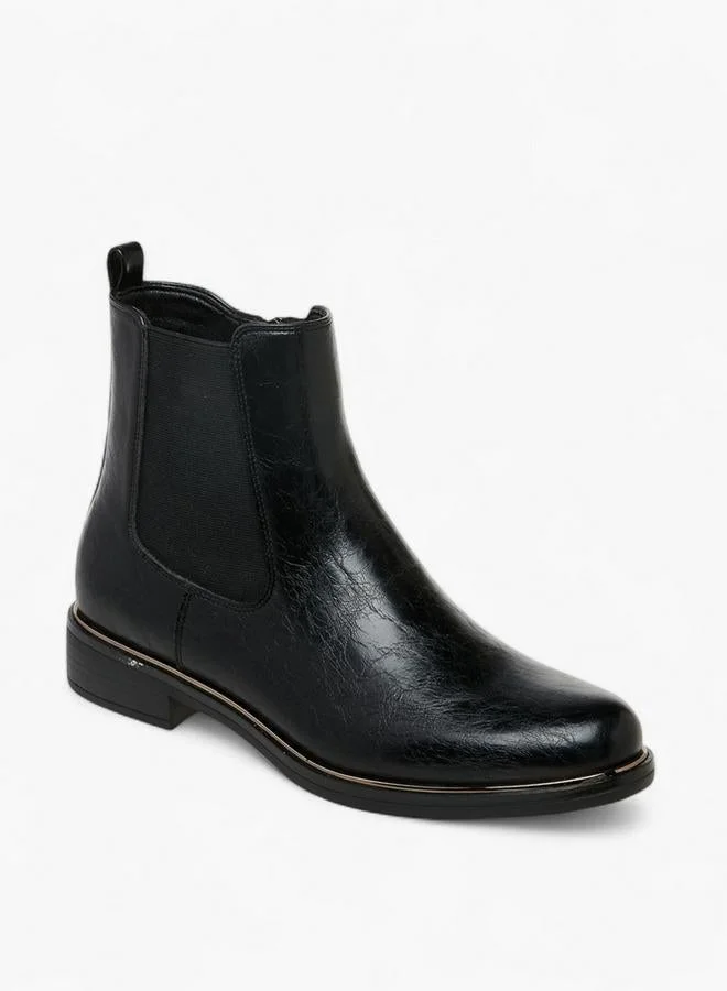 سيليست Women'S Solid Ankle Boots With Zip Closure And Pull Tabs