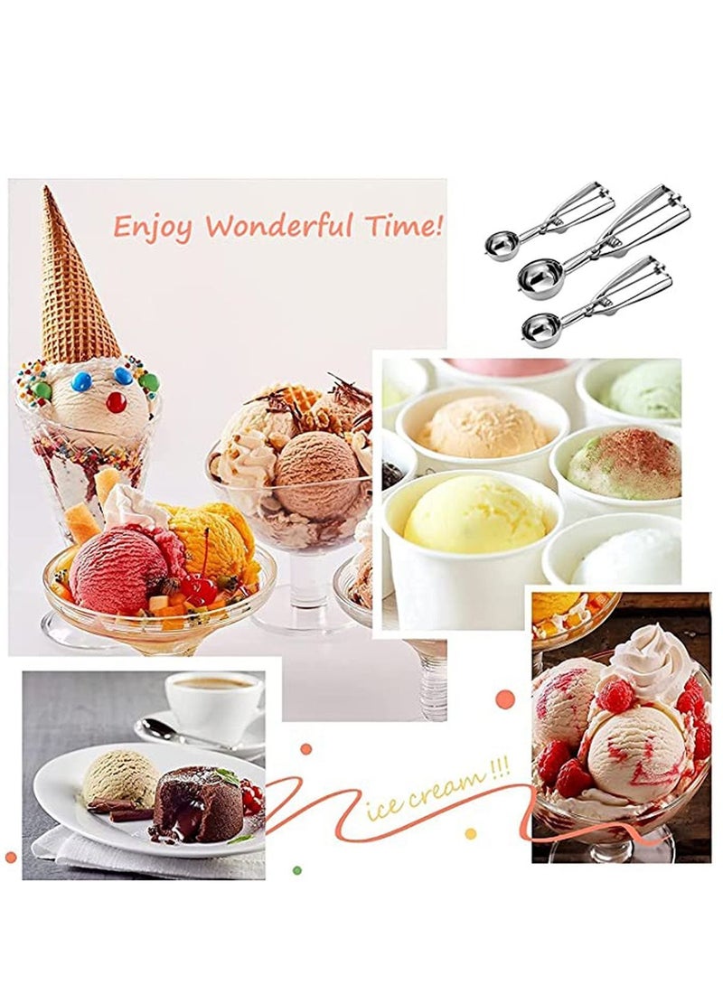 NIBEMINENT 3 Pcs Ice Cream Scoop, Stainless Steel Scooper with Trigger Release, Large/Medium/Small Cookie for Baking, Scoops Baking Set of Dough Scoop  - Image 2