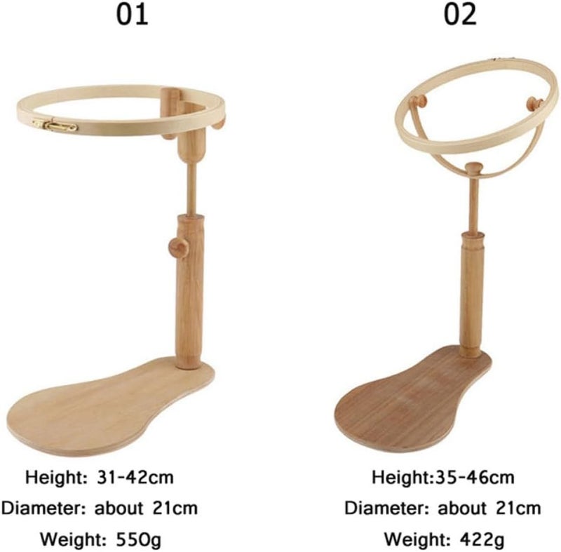 JEWEDECO Adjustable Beechwood Cross Stitch Stand Embroidery Rack 35-46cm Rotary Frame Holder for Needlework Craft and Home Sewing Projects - Image 2