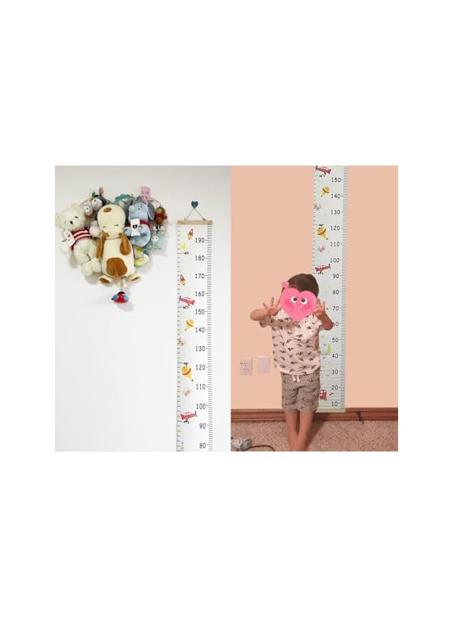 The Bros Children's Growth Chart, Canvas Height Chart Ruler Removable Wooden Wall Ruler Measurement Chart for Home Decoration (Rocket) - Image 4