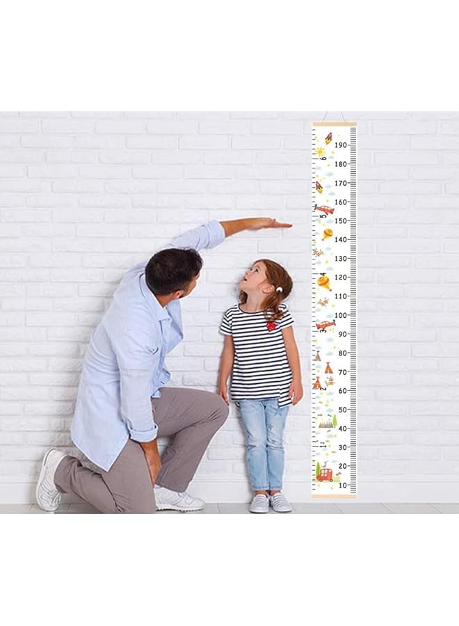 The Bros Children's Growth Chart, Canvas Height Chart Ruler Removable Wooden Wall Ruler Measurement Chart for Home Decoration (Rocket) - Image 5