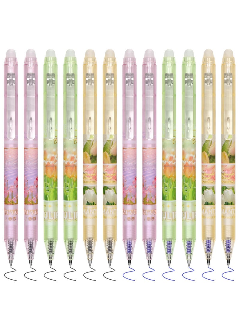 SYOSI 12Pcs  Erasable Gel Pens, Make Mistakes Disappear, 0.5mm Fine Point Smooth Writing for Planner, Blue and Black Ink Pen No Smudge for School Office Supplies (Romantic)  - Image 1