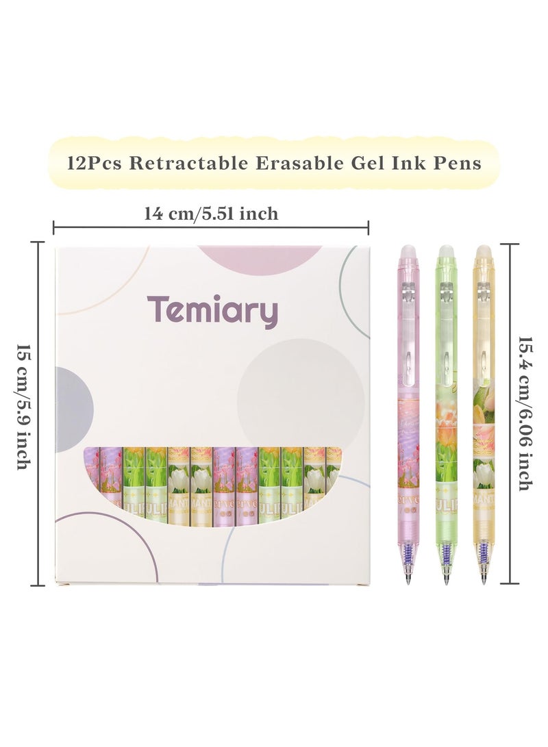 SYOSI 12Pcs  Erasable Gel Pens, Make Mistakes Disappear, 0.5mm Fine Point Smooth Writing for Planner, Blue and Black Ink Pen No Smudge for School Office Supplies (Romantic)  - Image 2