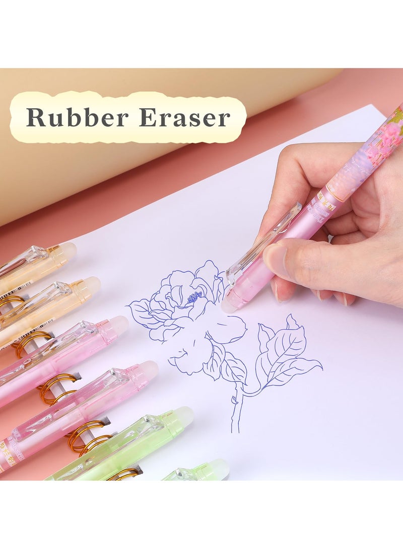 SYOSI 12Pcs  Erasable Gel Pens, Make Mistakes Disappear, 0.5mm Fine Point Smooth Writing for Planner, Blue and Black Ink Pen No Smudge for School Office Supplies (Romantic)  - Image 4