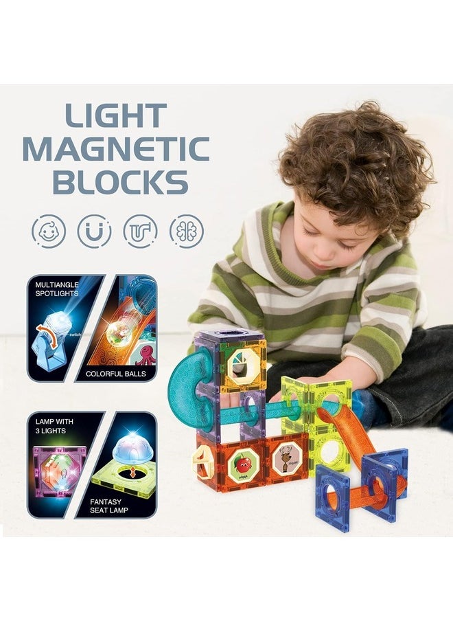 Magnetic Marble Run Set, 42 Pcs Magnetic Tiles 3D Building Blocks STEM Learning Toys, Magnetic Race Track Play Set Magnet Construction Toys for Boys Girls Ages 3+  - Image 3