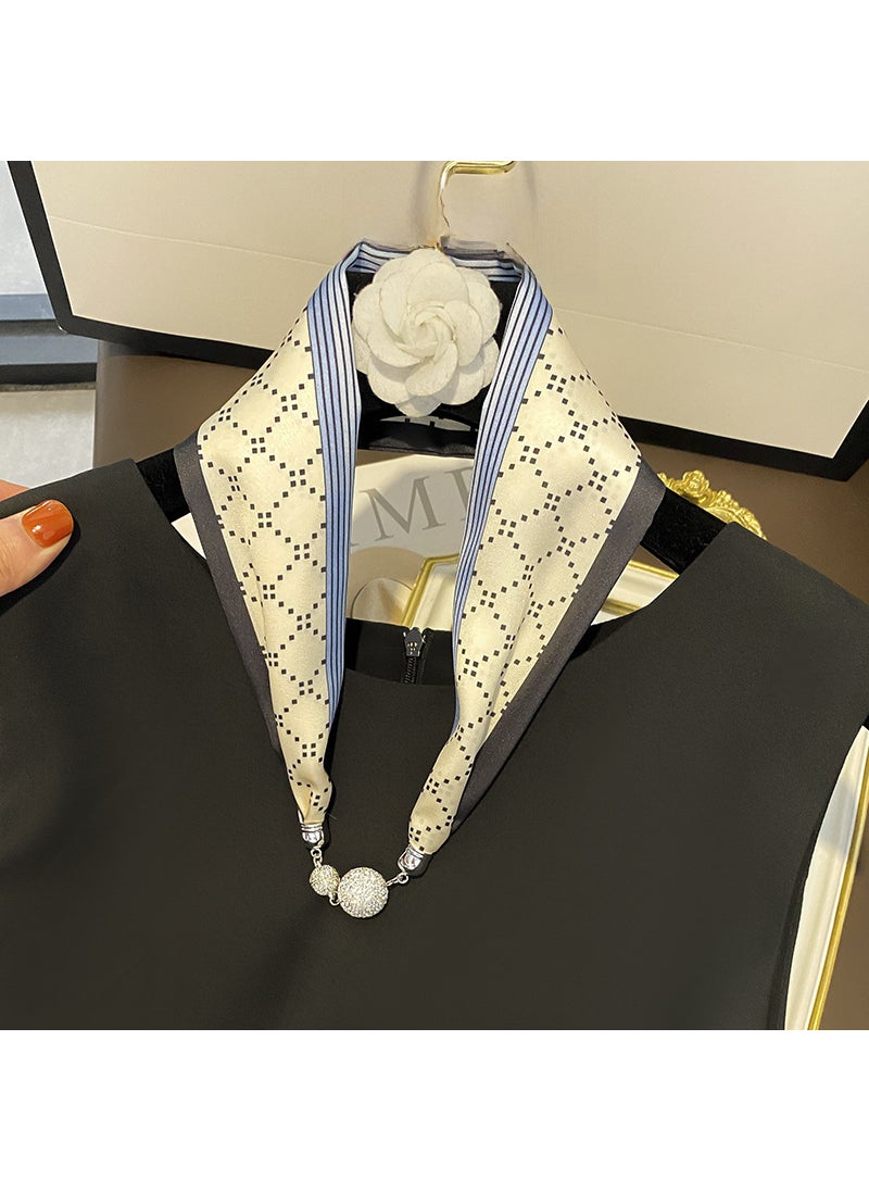 Generic - Magnetic Clasp Silk Scarf Necklace Multipurpose Band 32320-20 Blue - Image 1