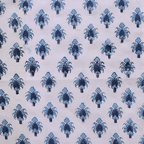 Trade Star 3 Yard Natural Fabric 100% Cotton Hand Block Print Fabric Beautiful Flower Print Textile for Sewing Crafting for Dressmaking Cotton Cloth by the Yard Premium Soft Cotton 44 Inches - Image 2