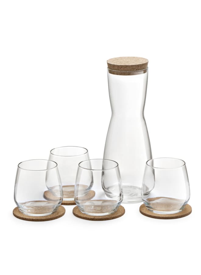 royal leerdam Set Debonair (Decanter + 4 Tumblers + 4 Coasters + 1 Lid) - Image 1