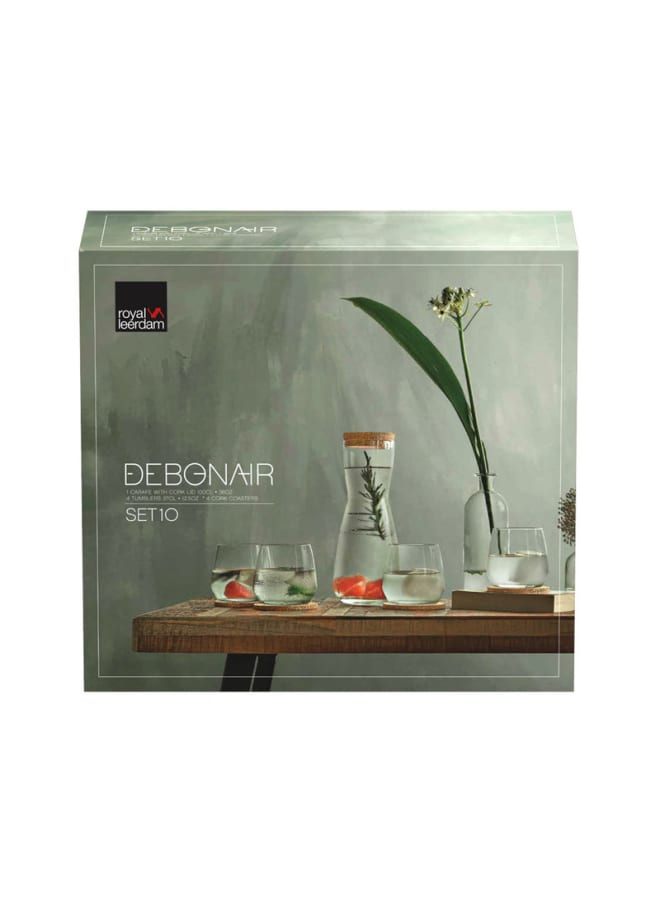 royal leerdam Set Debonair (Decanter + 4 Tumblers + 4 Coasters + 1 Lid) - Image 2